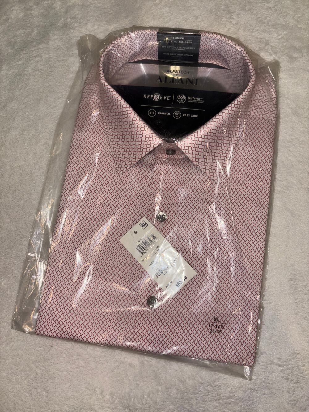 ALFANI Repreve stretch dress shirt. XL 17-17 1/2 34/35 New with tags in plastic